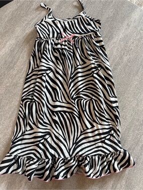 TODDLER ZEBRA Print Satiny NIGHTGOWN with Pink Bow SZ-3T